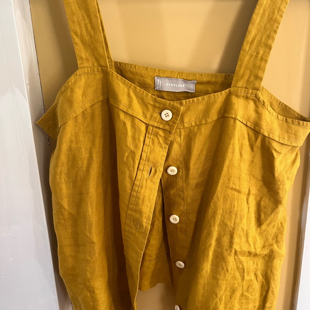 Everlane Linen Mustard Button-Front Tank Top